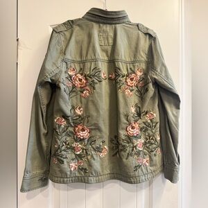 Abercrombie & Fitch Olive Floral Embroidered Jacket